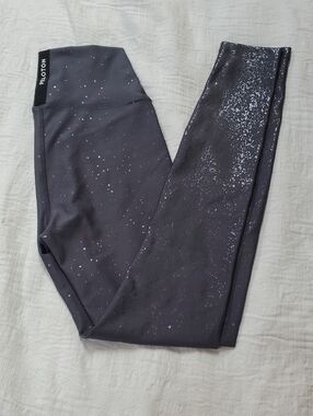 Womens Small Peloton Black Leggings with White Speckle Detail